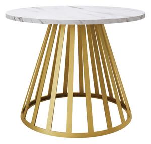 Dohányzóasztal Oswego 130, Fém, 45cm, Aranysárga, Fehér márvány