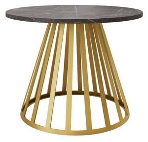 Dohányzóasztal Oswego 130, Fém, 45cm, Aranysárga, Fekete márvány