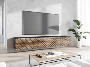 TV-állvány Sarasota 166, Közepes sűrűségű farostlemez, Laminált forgácslap, 30x180x33cm, Wotan tölgy, Grafit