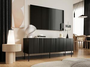 TV-állvány Evavese 102, Közepes sűrűségű farostlemez, Laminált forgácslap, 60x151x40cm, Fekete