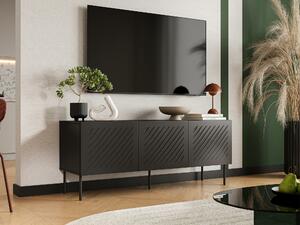 TV-állvány Tolfelo 102, Közepes sűrűségű farostlemez, Laminált forgácslap, 60x151x40cm, Fekete