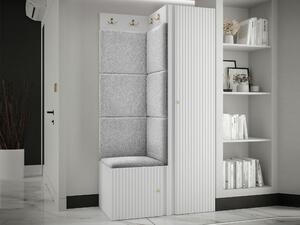 Előszoba garnitúra Hartford 390, 186x82x46cm, Fehér, Világosszürke, Kárpit, Laminált forgácslap