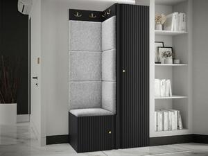 Előszoba garnitúra Hartford 390, 186x82x46cm, Világosszürke, Fekete, Laminált forgácslap, Kárpit