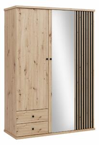 Gardróbszekrény Venmava 115, Laminált forgácslap, 213x150x60cm, Artisan tölgy, Fekete