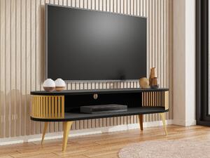 TV-állvány Vitum I, Fém, Laminált forgácslap, 44x140x40cm, Aranysárga, Fekete