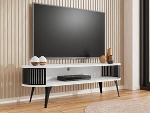 TV-állvány Vitum, Fém, Laminált forgácslap, 44x140x40cm, Fehér, Fekete