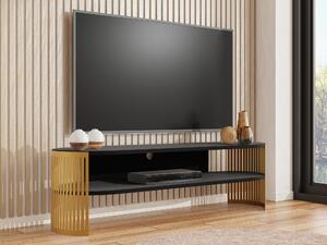 TV-állvány Civer I, Fém, Laminált forgácslap, 44x140x40cm, Fekete, Aranysárga