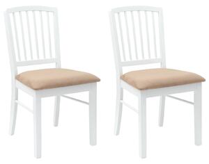 VidaXL Étkező Székek 2 pcs Fehér 50 x 52,5 x 91 cm Tömör Gumi Fa
