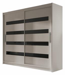 Gardróbszekrény Closico Pallor XI, Laminált forgácslap, 215x180x58cm, Kasmír, Fekete