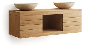 Natúr színű alacsony fali teakfa mosdó alatti szekrény 120x40 cm Yenit – Kave Home