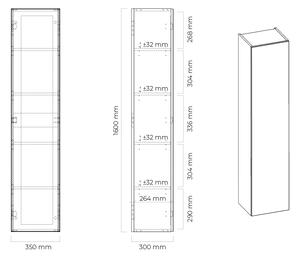 Oltens Vernal szekrény 35x30x160 cm oldalt függő fehér 61000000