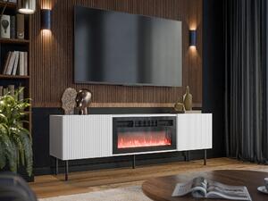 TV-állvány Ratio, Edzett üveg, Közepes sűrűségű farostlemez, 58x180x42cm, Fehér