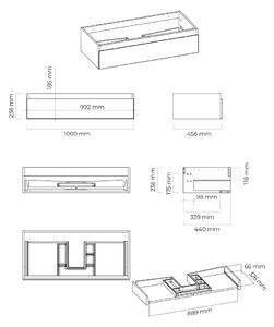 Oltens Vernal szekrény 100x45.6x23.6 cm Függesztett, mosdó alatti fehér 60011000
