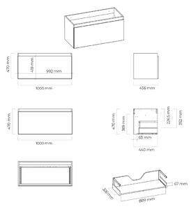 Oltens Vernal szekrény 100x45.6x47 cm Függesztett, mosdó alatti szürke 60015700