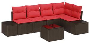 VidaXL Kerti Kanapé Szett párnával 6 pcs Barna polirattan