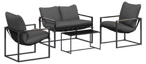 VidaXL Kerti Kanapé Szett 4 pcs Fekete és Antracit Acél