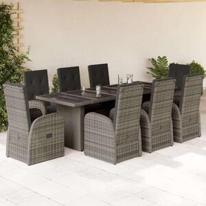 VidaXL Polyrattan Kerti Étkezőgarnitúra - 9 részes, Szürke