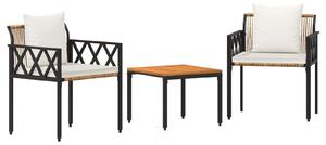 VidaXL Kültéri Bútor Szett 3 pcs Barna és Krémfehér polirattan
