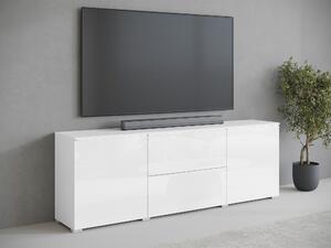 TV-állvány Mirfivo 104, Laminált forgácslap, 62x180x35cm, Fényes fehér, Fehér