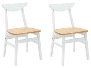 VidaXL Étkező Székek 2 pcs Fehér 42 x 47.5 x 81 cm Tömör Gumi Fa