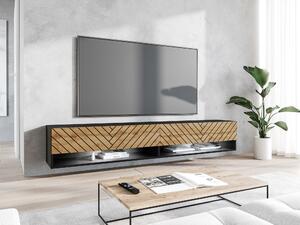 TV-állvány Sarasota 119, Laminált forgácslap, 30x180x33cm, Grafit, Wotan tölgy