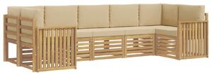 VidaXL Kültéri kanapé szett 7 pcs Fehér és Bézs 304 x 128,5 x 73 cm