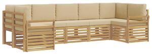 VidaXL Kültéri kanapé szett 7 pcs Fehér és Bézs 304 x 130,5 x 73 cm