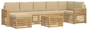 VidaXL Kültéri kanapé szett 8 pcs Fehér és Bézs 59 x 59 x 37 cm