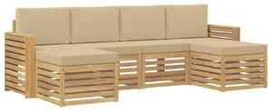 VidaXL Kültéri kanapé szett 6 pcs Fehér és Bézs 257 x 122,5 x 73 cm