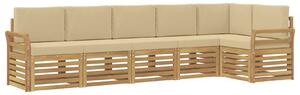 VidaXL Kültéri kanapé szett 6 pcs Fehér és Bézs 308 x 130,5 x 73 cm