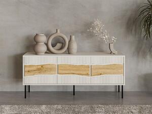 TV-állvány Monevare 103, Közepes sűrűségű farostlemez, Laminált forgácslap, 62x144x40cm, Wotan tölgy, Kasmír