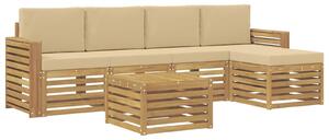 VidaXL Kültéri kanapé szett 6 pcs Fehér és Bézs 59 x 59 x 37 cm