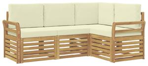 VidaXL Ülőgarnitúrák 4 pcs Fehér és Krém színű 190 x 130,5 x 73 cm
