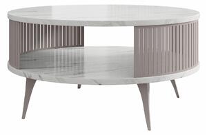 Dohányzóasztal Vitum VI, Fém, Laminált forgácslap, 44cm, Fehér márvány, Kasmír