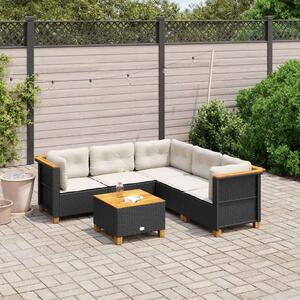 Polyrattan Kerti Ülőgarnitúra - 6 részes - Fekete
