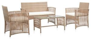 VidaXL Kerti Bútor Szett - Polyrattan - Bézs - 4 részes