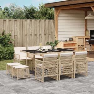 VidaXL Polyrattan Kerti Étkezőgarnitúra - 11 részes, Bézs