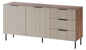 Komód Mardalu 100, Közepes sűrűségű farostlemez, Laminált forgácslap, 76x156x42cm, Dió, Kasmír