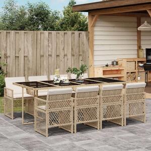 VidaXL Polyrattan Kerti Étkezőgarnitúra - 9 részes - Bézs