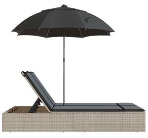 VidaXL Dupla Napozóágy - Polyrattan - 200x164 cm