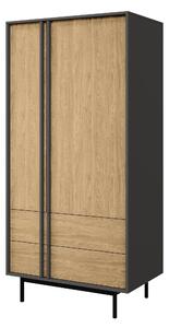 Gardróbszekrény Levali 100, Laminált forgácslap, 195x93x60cm, Antracit, Tölgy