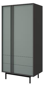 Gardróbszekrény Levali 100, Laminált forgácslap, 195x93x60cm, Antracit, Poros zöld