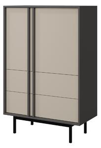 Komód Levali 104, Laminált forgácslap, 127x83x43cm, Bézs, Antracit