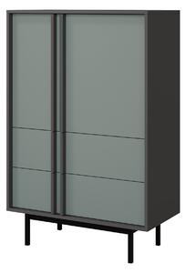 Komód Levali 104, Laminált forgácslap, 127x83x43cm, Antracit, Poros zöld