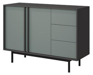 Komód Levali 106, Laminált forgácslap, 87x123x43cm, Poros zöld, Antracit