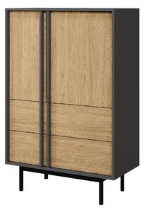 Komód Levali 104, Laminált forgácslap, 127x83x43cm, Tölgy, Antracit