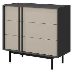 Komód Levali 107, Laminált forgácslap, 87x93x43cm, Antracit, Bézs