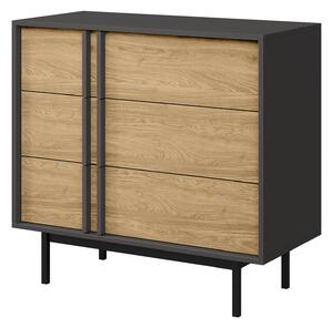 Komód Levali 107, Laminált forgácslap, 87x93x43cm, Tölgy, Antracit