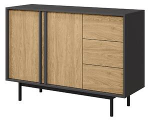 Komód Levali 106, Laminált forgácslap, 87x123x43cm, Tölgy, Antracit