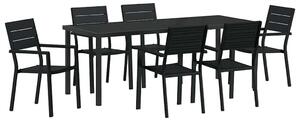 VidaXL Kert étkező szett 7 pcs Fekete Porszórt acél
